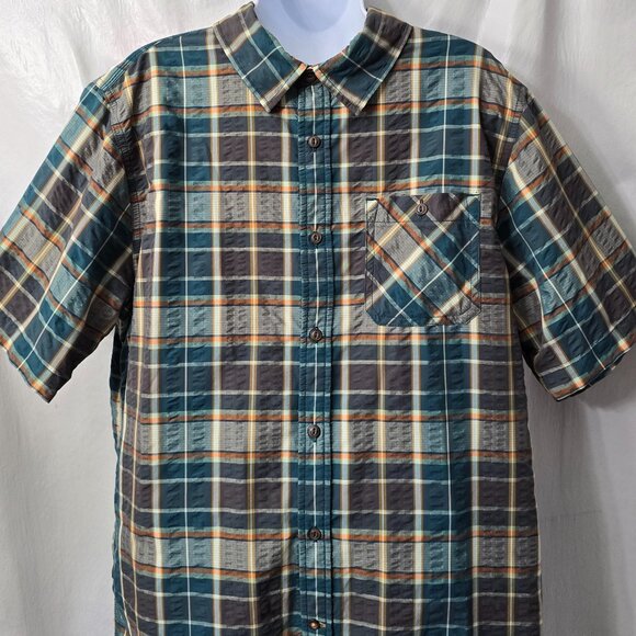 The North Face Plaid Casual Button Down Shirt - Blue and Brown - Picture 2 of 9